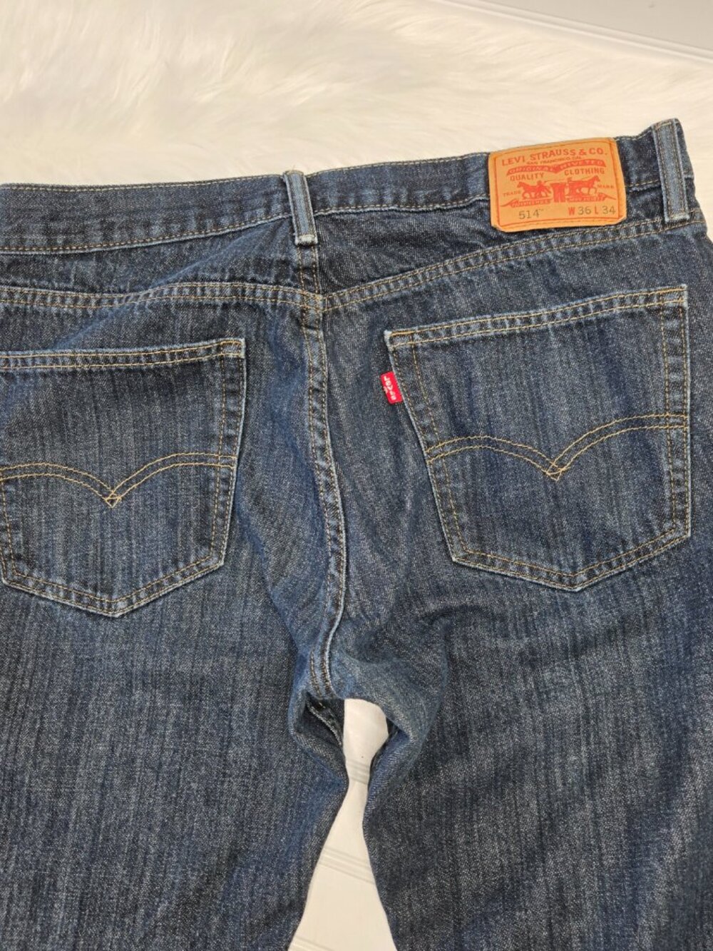 Levi's 514 Jeans Slim Straight Leg Zip Fly Dark Wash 100% Cotton Men's Sz 36X34 - Picture 5 of 13